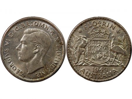 Australie AUSTRALIE, GEORGE VI - FLORIN ARGENT 1943 S SAN FRANCISCO