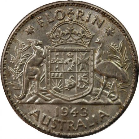 Australie AUSTRALIE, GEORGE VI - FLORIN ARGENT 1943 S SAN FRANCISCO