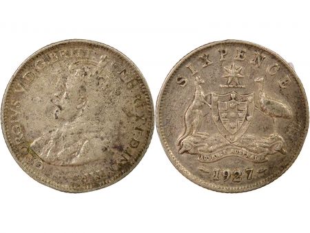 Australie George V - 6 Pence Argent - 1927 Londres