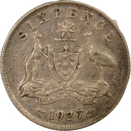 Australie George V - 6 Pence Argent - 1927 Londres