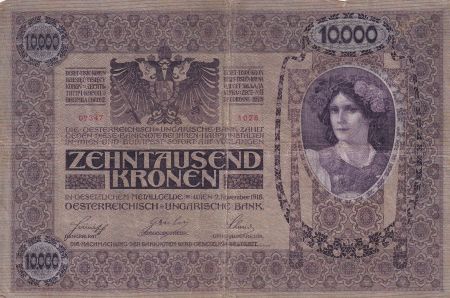 Autriche 10000 Kronen Femme, surcharge Deustschosterreich - 1918