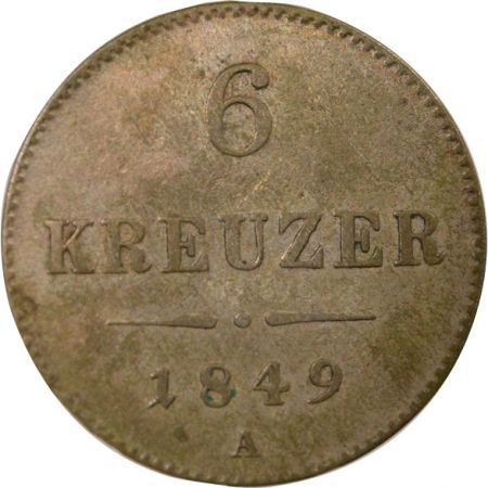 Autriche François-Joseph I - 6 Kreuzer - 1849 A Vienne