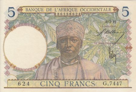 B A O 5 Francs - Caféier - Tisseran - 06-03-1941 - Série G.7447