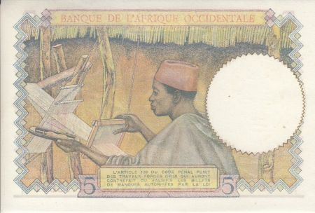 B A O 5 Francs - Caféier - Tisseran - Chiffres rouges - 1943 - Série T.13691