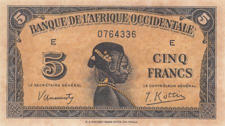 B A O 5 Francs 1942 - Tête de femme - Série E