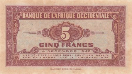 B A O 5 Francs 1942 - Tête de femme - Série E