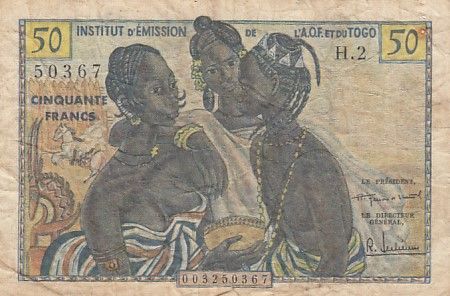 B A O 50 francs - AOF et Togo - Femmes africaines - 1956 - Série H.2