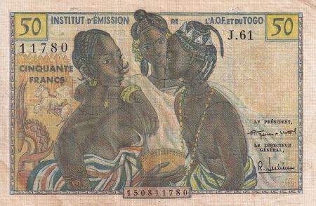 B A O 50 Francs - AOF et Togo - Femmes africaines - 1956 - Série J.61 - TTB - P.45