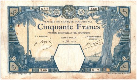 B A O 50 Francs Grand-Bassam - 1924