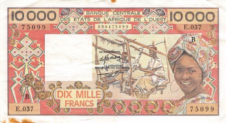 BANQUE DES ETATS DE L\'AFRIQUE DE L\'OUEST  BENIN - 10000 FRANCS 1977 / 1992 - TTB