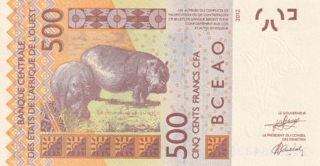 BCEAO 500 Francs Masque - Hippopotames - 2024 - A Cote d\'ivoire