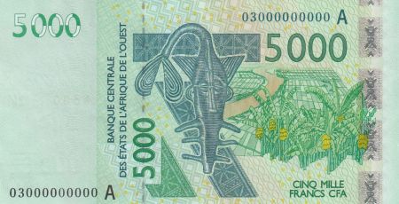 BCEAO 5000 Francs - Poisson-chat - Bananiers - Spécimen - 2003 - A (Côte-d\'Ivoire) - P.117A