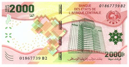 BEAC 2000 Francs - Bâtiment - Perroquet - 2020 (2022) - Lettre B2