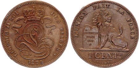 Belgique 1 Centime Léopold II - Lion - 1874