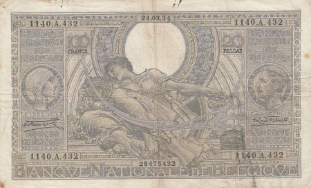 Belgique 100 francs - Elisabeth et Albert - 24-03-1934 - Série A.432