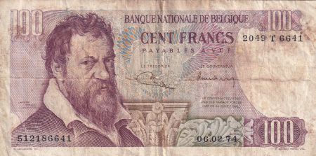 Belgique 100 Francs - Lambert Lombard - Allégorie - 1975 - Série T - P.134b