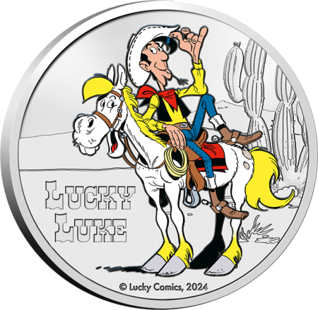 Belgique 5 Euros Commémo. Couleur 2024 - Lucky Luke