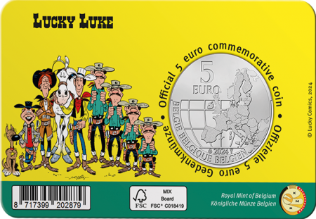 Belgique 5 Euros Commémo. Couleur 2024 - Lucky Luke