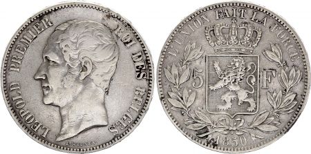 Belgique 5 Francs, Leopold I  - 1850