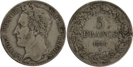 Belgique 5 Francs Leopold I - 1848