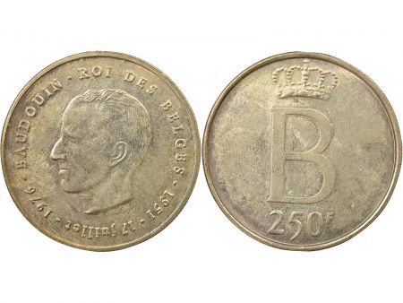 Belgique Baudouin I - 250 Francs Argent, 25 Ans de Règne - 1976 Bruxelles