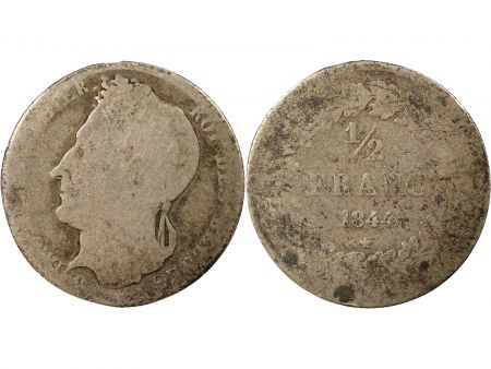 Belgique Belgique, Léopold I - 1/2 Franc Argent, Tête laurée - 1844 Bruxelles