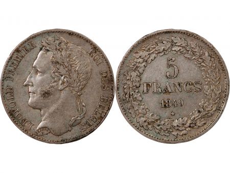 Belgique BELGIQUE  LEOPOLD Ier - 5 FRANCS ARGENT 1849