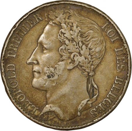 Belgique Léopold I - 5 Francs Argent, Tête laurée, Position B - 1832 Bruxelles