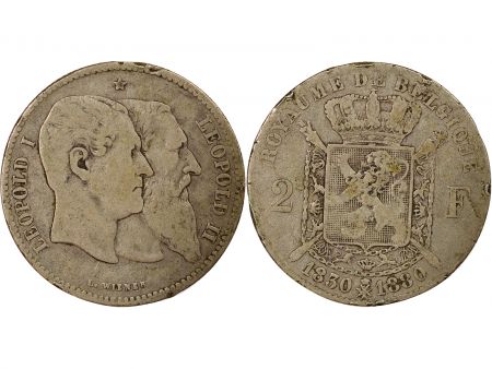 Belgique Léopold I & II - 2 Francs Argent, Anniversaire de l\'Indépendance - 1880 Bruxelles