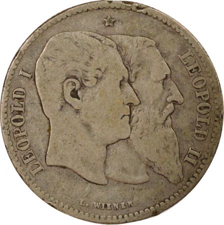 Belgique Léopold I & II - 2 Francs Argent, Anniversaire de l\'Indépendance - 1880 Bruxelles