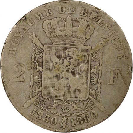 Belgique Léopold I & II - 2 Francs Argent, Anniversaire de l\'Indépendance - 1880 Bruxelles