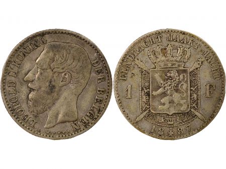 Belgique Léopold II - 1 Franc Argent, Type Wiener, en Néerlandais - 1887 Bruxelles