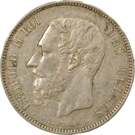 Belgique Léopold II - 5 Francs Argent, PROTEGE resseré - 1873 Bruxelles