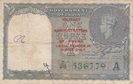 Birmanie 1 Rupee - Georges VI - Série A - 1947