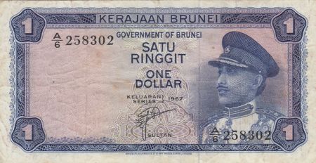 Brunéi 1 Ringgit - Sultan Omar Ali Saiffudin III - Série A6 - 1967