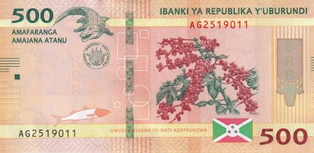 Burundi 500 Francs - Café - Crocodile - 2023 - Série AG