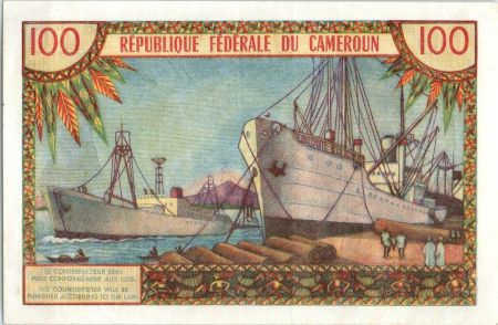 Cameroun 100 Francs Pdt Ahidjo - Bateaux - 1962