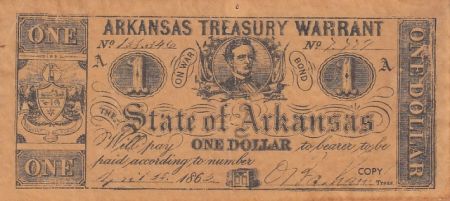 Canada 1 dollar - Arkansas treasury warrant - 1862