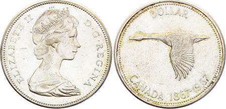 Canada 1 Dollar Elisabeth II - Centenaire de la Confédération - 1867-1967 - Argent