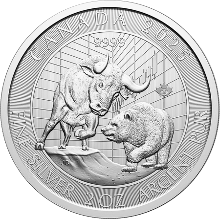 Canada 10 Dollars Argent 2025 - Taureau & Ours - 2 Onces