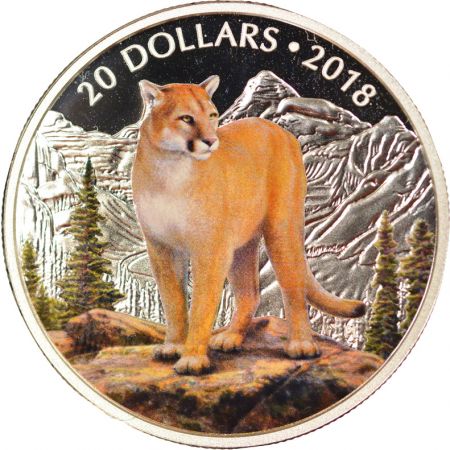 Canada 20 Dollars Colorisé Argent, Puma - 2018 Ottawa