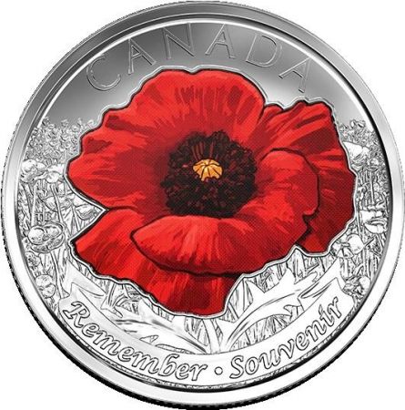 Canada 25 Cents Coquelicot colorisé - 2015