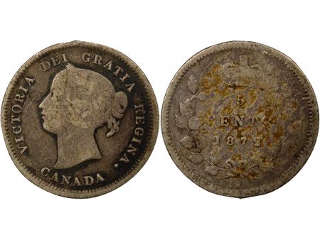 Canada Victoria - 5 Cents Argent - 1872 H Heaton