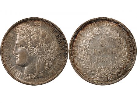 CÉRÈS - 5 FRANCS ARGENT 1850 A PARIS