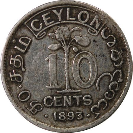 Ceylan CEYLAN  VICTORIA - 10 CENTS ARGENT 1893