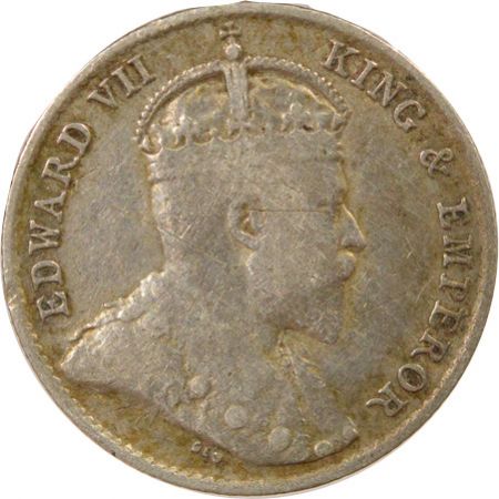 Ceylan Edouard VII - 10 Cents Argent - 1910 Londres