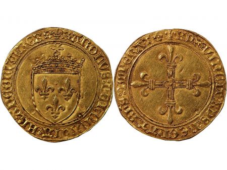 CHARLES VIII - ECU D\'OR AU SOLEIL 1483 / 1498 LYON