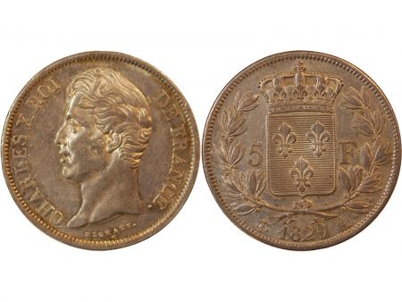 CHARLES X - 5 FRANCS ARGENT 1829 A PARIS 2e Type\ \ 