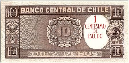 Chili 1 Centisimo sur 10 Pesos - Manuel Bulnes -1960