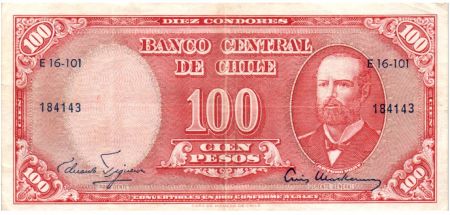 Chili 10 Centesimos/100 Pesos Arturo Prat - Série E-16-101 - 1960